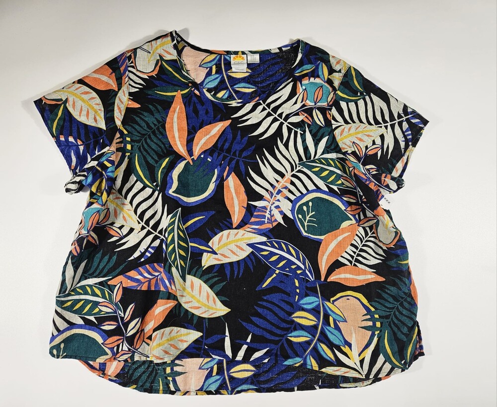 C&C California 100% Linen Tropical Print Top – Size 3XL